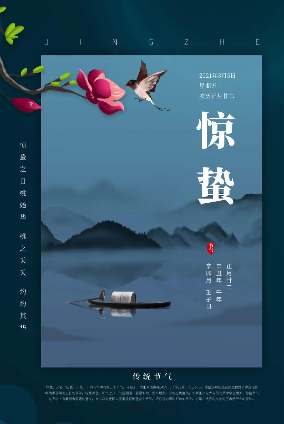 惊蛰图片配图海报大全带字简单,惊蛰祝福问候说说文案句子